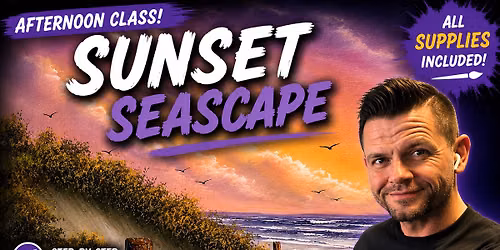 Group Painting Class for Beginners - 12pm - Sunset Seascape Saturday 6-6-26 at 12pm