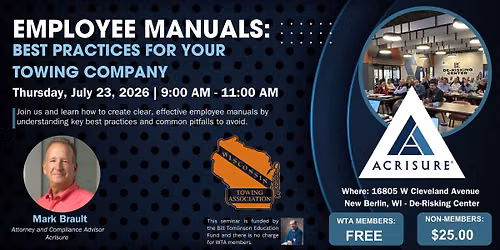Towing HR Training Seminar: Employee Manual Do's and Don'ts 