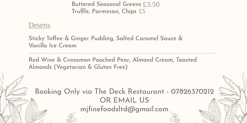 Come dine with us @ The Deck, Emsworth 