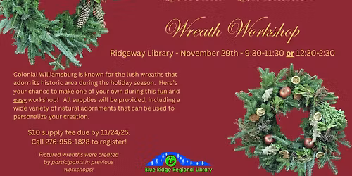 Colonial Christmas Wreath Workshop