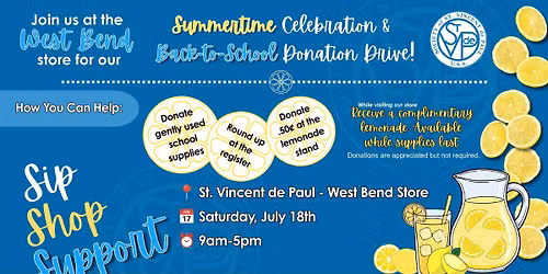 Summer Celebration-Back to School Donation Drive-West Bend
