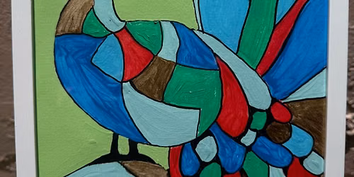 Cubist Peacock: Acrylic Paint & Sip