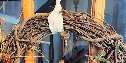 Whimsical Grapevine Wreath with Natural Elements