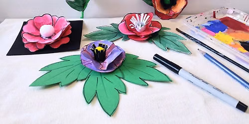 Drawing Poppy Flowers \u2014 Kids Mixed Media Art Class