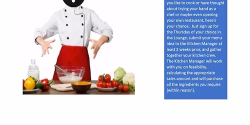 Guest Chef Thursday (served in the Lounge only)