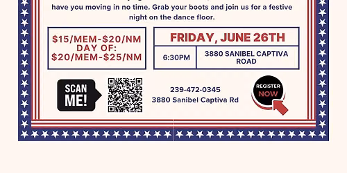 Red, White and Bootscoot Line Dance Night with Tracy & Linette
