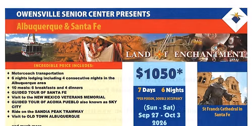 Land of Enchantment Bus Tour, Sept 27-Oct 3, 2026