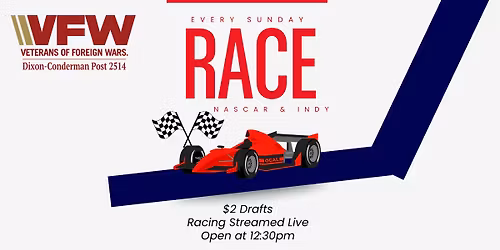Sunday NASCAR & IndyCar at VFW Post 2514