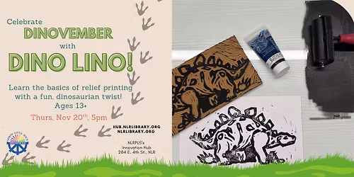 FREE Class: Dino Lino Stamps - Learn the basics of relief printing with a fun, dinosaurian twist!