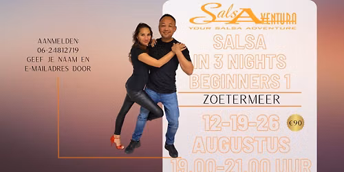 Salsa in 3 Nights - Beginners 1 - Augustus 12-19-26