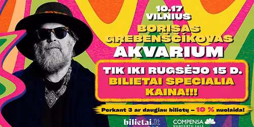 Spalio 17 dien\u0105, Vilniuje, koncertuos BORISAS GREBEN\u0160\u010cIKOVAS IR LEGENDINIS \u201eAKVARIUM\u201c!