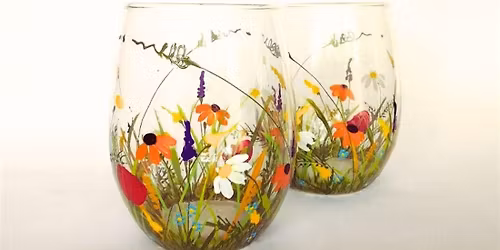 Wine trail - Flowers - Wine Glass Class Painting