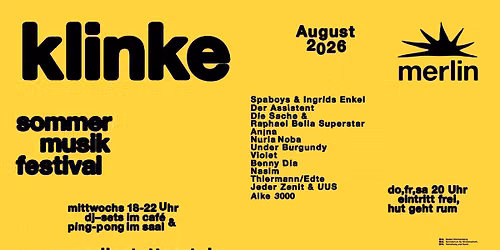 KLINKE 1. \u2013 29. August 2026 \u25d8 Merlin \u2013 Stuttgart