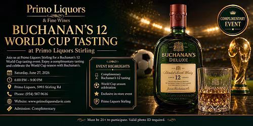 Buchanan's 12 World Cup Tasting at Primo Liquors Stirling
