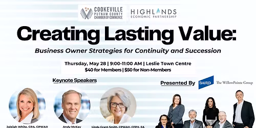 Chamber Workshop: Creating Lasting Value - Business Owner Strategies for Continuity and Succession