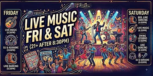 Live Music - Country Music - Line Dancing - Fri & Sat Nights
