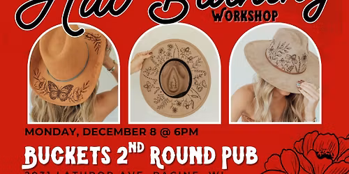 Hat or Tote burning workshop at Buckets Pub 12\/8 @ 6pm