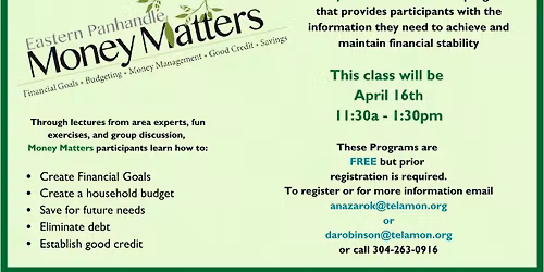 Money Matters Workshop April 16, 2026