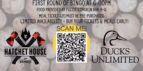 Hatchet House presents Ducks Unlimited Bingo
