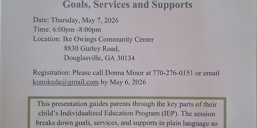 Parent to Parent Training-A Roadmap to Understanding the IEP: Goals,  Services, and Supports