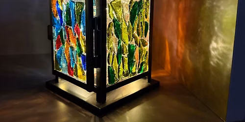 Autumn Lantern fused glass workshop at coffee and co