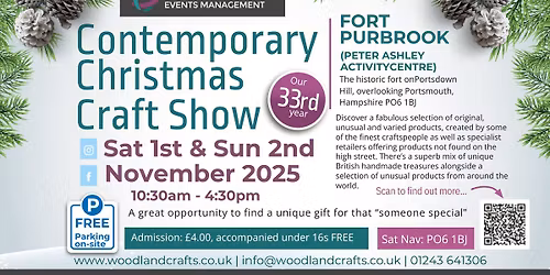 Contemporary Craft Show for Christmas - 1st & 2nd November 2025 - Fort Purbrook