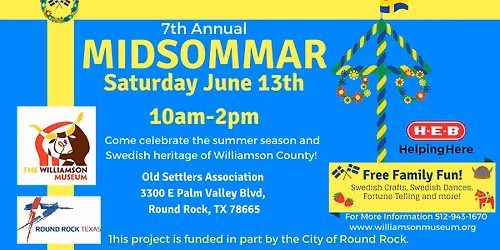 7th Annual Midsommar — 3300 E Palm Valley Blvd, Round Rock, TX 78665-3905, United States