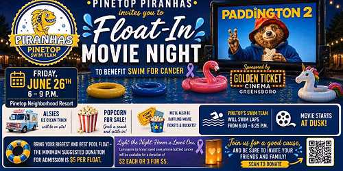 Pinetop Piranhas Float-In Movie Night to Benefit Swim For Cancer