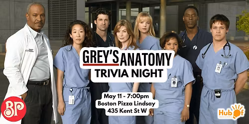 GREY'S ANATOMY Trivia Night! - Boston Pizza Lindsay
