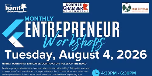 Isanti Entrepreneur Workshops - August Session