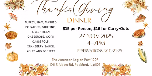 Thanksgiving Dinner @ The American Legion
