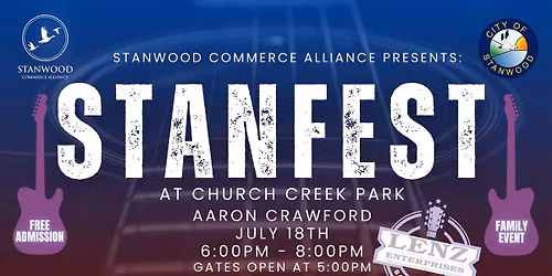 STANFEST 2026 \u2013 Aaron Crawford Live at Church Creek Park (July 18)