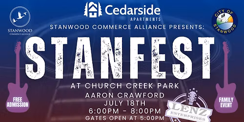 STANFEST 2026 \u2013 Aaron Crawford Live at Church Creek Park (July 18)