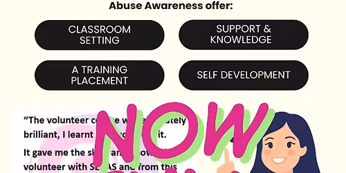 Level 1 and Level 2 accredited courses in Domestic Abuse Awareness, alongside a training placement.