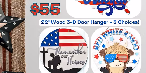 3-D Wooden Door Hangers Paint Party - Patriotic