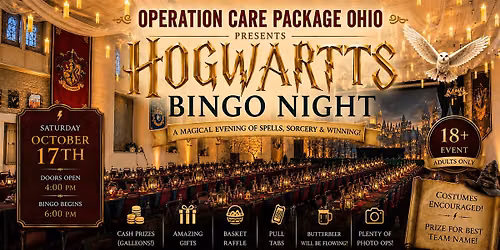Hogwarts Bingo Night. Cash and prize payouts