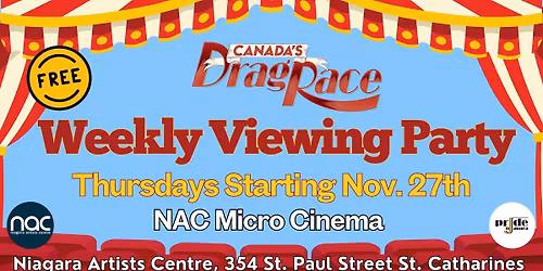 Pride Niagara Canada\u2019s Drag Race Weekly Viewing Party - Thursday Nights!