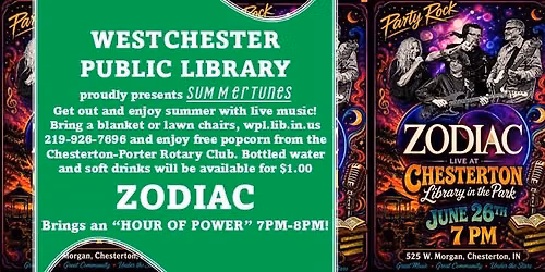 ZODIAC at Westchester Public Library's, "Summer Tunes"