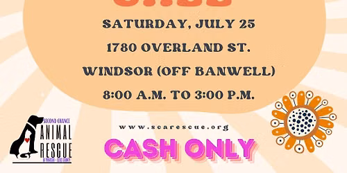 Second Chance Animal Rescue Windsor-Essex Fundraising Yard Sale