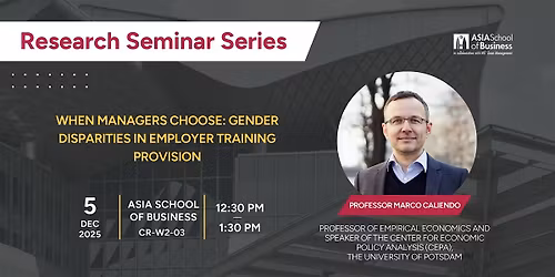 Research Seminar Series: Dr. Marco Caliendo