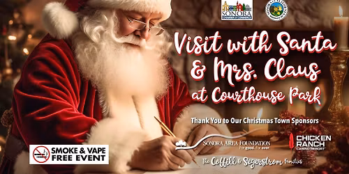 Christmas Town Sonora: Visit with Santa and Mrs Claus at Santa's House in Courthouse Park