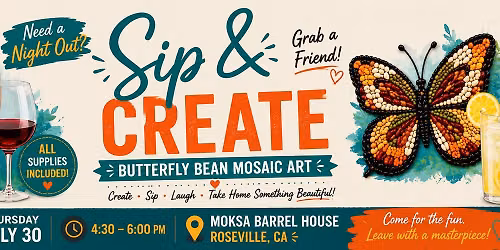 Butterfly \ud83e\udd8b Bean Mosaic Art | Sip & Create