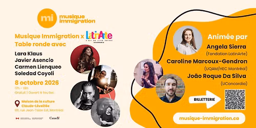 Musique Immigration x LatinArte - panel et r\u00e9seautage professionnel