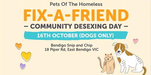 Bendigo Fix-A-Friend Desexing Day for Dogs - 16th October 2026