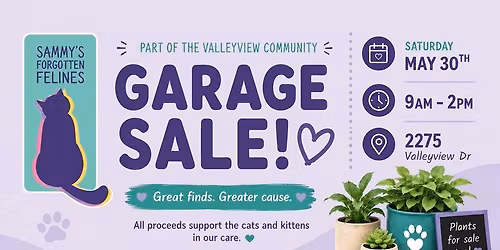 Sammy\u2019s Forgotten Felines Garage Sale Fundraiser