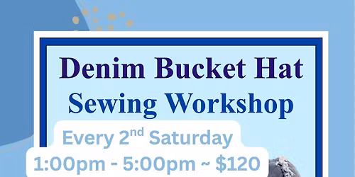 Denim Bucket Hat Reversible with Pockets