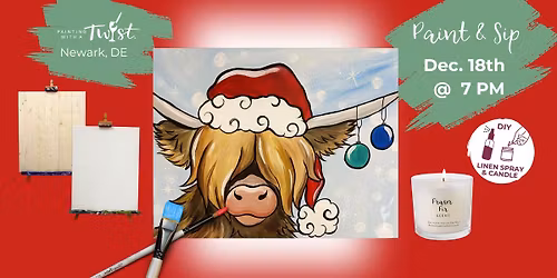 \ud83c\udfa8Thirsty Thursday - Paint & Sip - Newark, DE - Holiday Highland *Presketched*