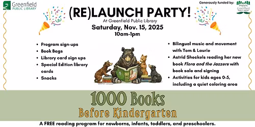 1000 Books Before Kindergarten - (RE)LAUNCH PARTY!