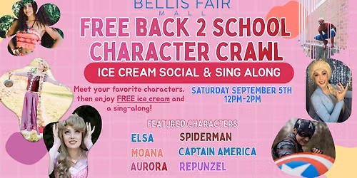 FREE Back 2 School Character Crawl & Ice Cream Social