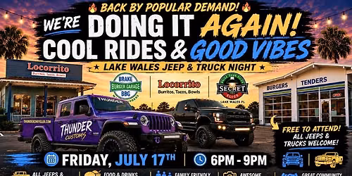 Lake Wales Jeep & Truck Night @ Brake Burger Garage!